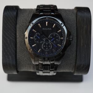 Bulova Men's Black Stainless Steel 43mm Watch 98C121